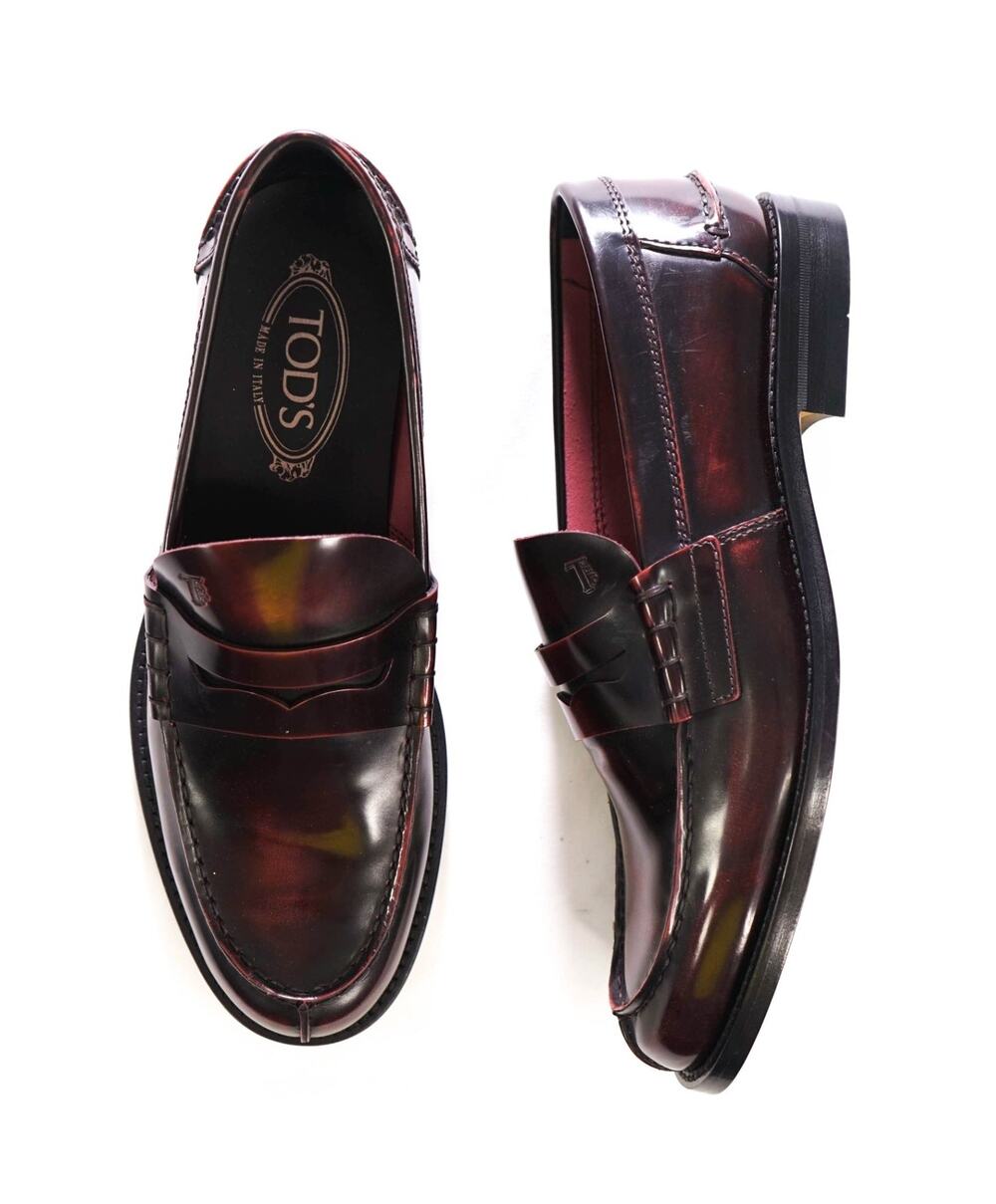 $925 TOD'S - Burgundy Leather Penny Loafers - US 8 (7UK)